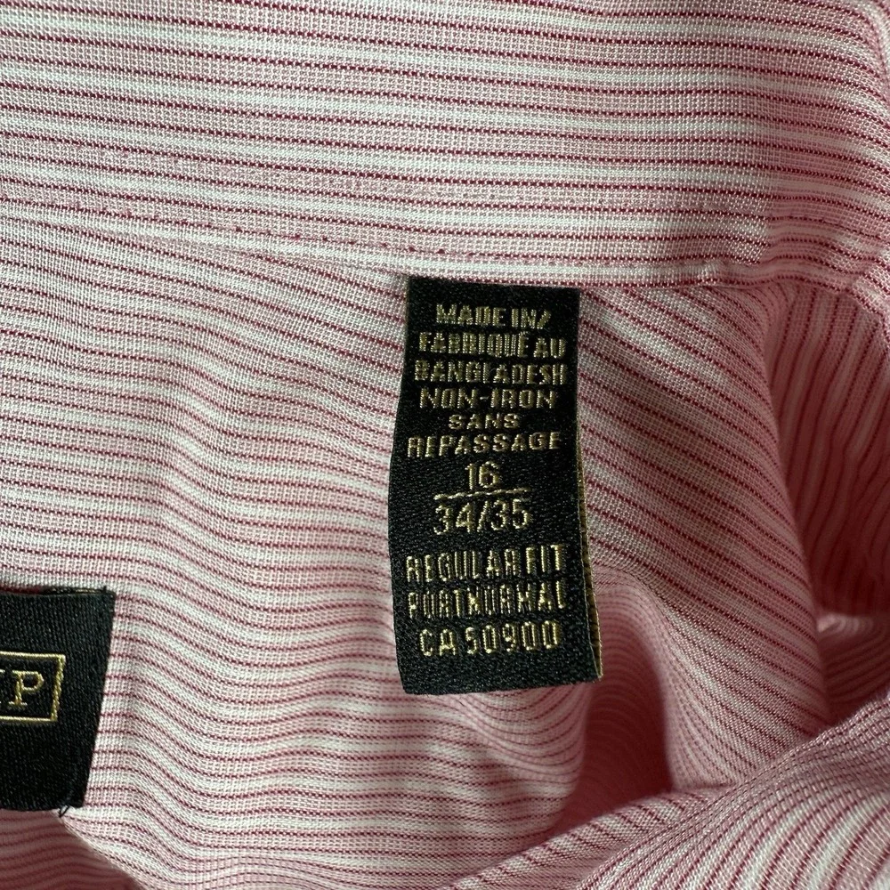 Donald Trump Signature Collection Button Up Shirt Mens 16 |‎ 34/35 Pink Stripe